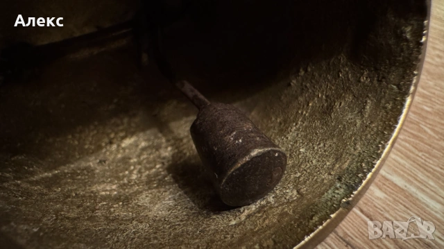 Масивен бронзов чан, хлопка– 240гр, снимка 7 - Антикварни и старинни предмети - 53500147