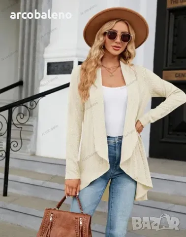 Дамско трикотажно яке с дълги ръкави и свободна яка, 5цвята , снимка 3 - Жилетки - 41906487