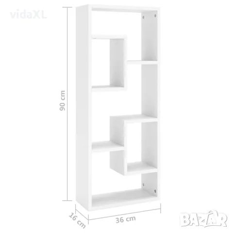 vidaXL Стенен рафт, бял, 36x16x90 см, инженерно дърво, снимка 6 - Етажерки - 56147796