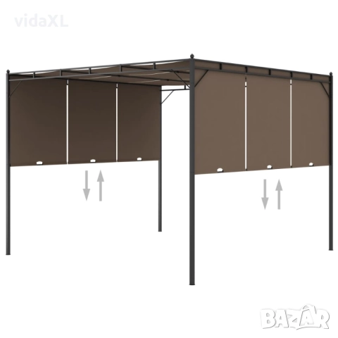 vidaXL Градинска шатра със странична завеса, 3x3x2,25 м, таупе(SKU:312263), снимка 1