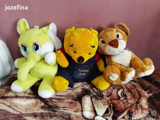 Лот от 3 големи плюшени играчки-тигър, мечка и слон, снимка 1 - Плюшени играчки - 41101096