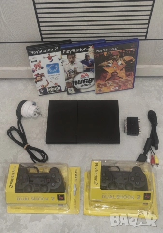PS2-Slim-90004+2 Джойстика+3 Игри