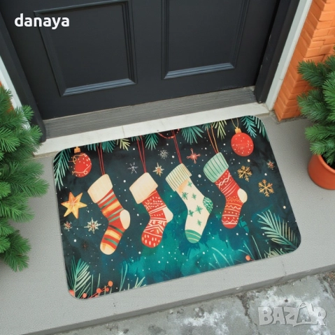 6130 Гумена коледна постелка за входна врата, 61x40cm, снимка 5 - Изтривалки - 51904119