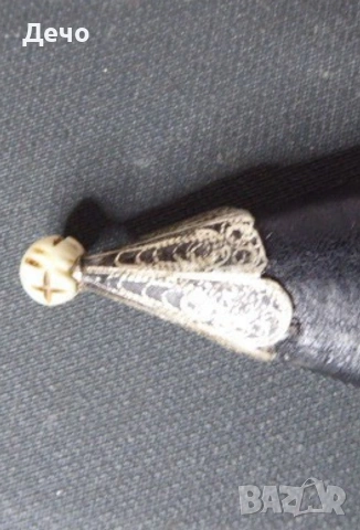 32см Стар Автентичен дамасково острие нож със Звездата на Давид и Сребърен Филигран Каракулак, снимка 8 - Антикварни и старинни предмети - 53657993