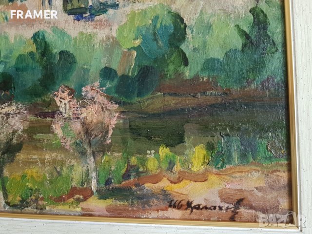 Иван ХАЛАЧЕВ 1902-1974 голям красив пейзаж с маслени бои, снимка 3 - Картини - 41626095
