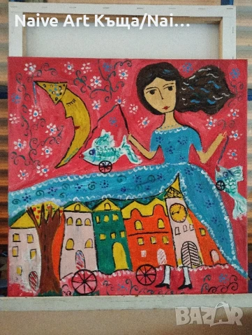 Картина платно маслени акрилни бои размер 42/ 42, снимка 2 - Картини - 50906505