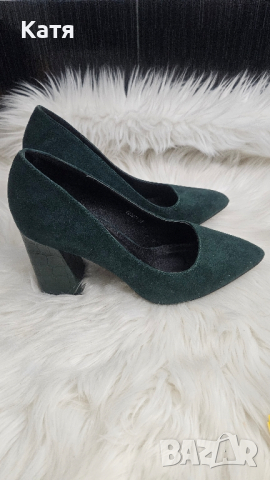 Страхотни тъмно зелени обувки-37 номер!, снимка 2 - Дамски обувки на ток - 44823863