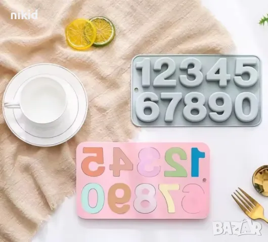 цифри числа дигитални едри силиконов молд форма фондан шоколад гипс фондан декор украса , снимка 4 - Форми - 50076083