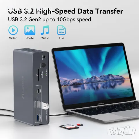 KVM докинг станция , адаптер  13-в-1 от DGYBDFC, снимка 7 - Мрежови адаптери - 50323352