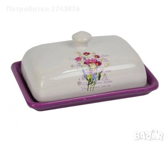 КУТИЯ ЗА МАСЛО ЦВЕТЯ ЛИЛАВА,РАЗМЕР-8Х17Х12СМ