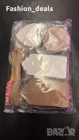 Нов Комплект 200 броя Етикети от крафт хартия за декорация Опаковка Занаяти, снимка 8 - Други - 35959493