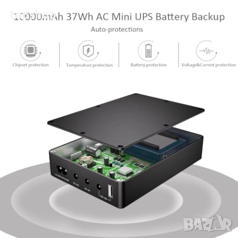 Чисто нов мини упс Shanqiu USV Mini UPS Непрекъсваемо захранване за рутер, модем, камера с AC вход.., снимка 4 - Друга електроника - 51983548