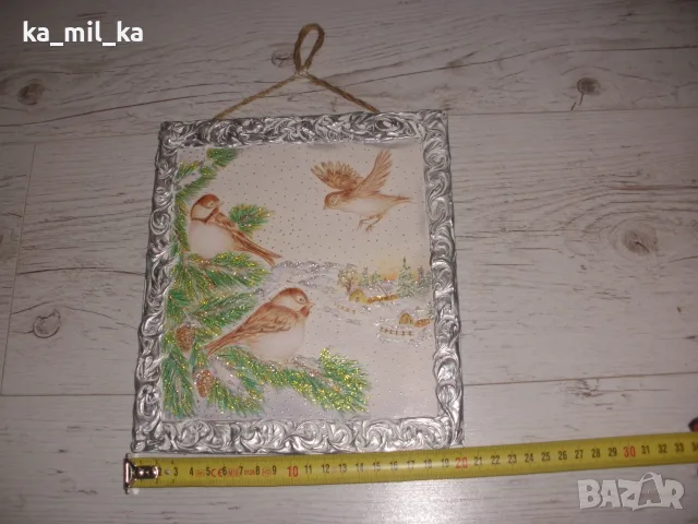 Картина-Врабчета-зимна, снимка 2 - Картини - 56151253