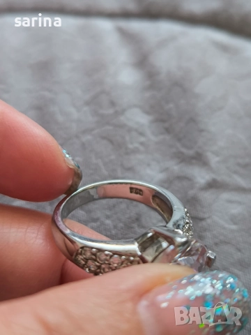 Сребърен пръстен с камък, снимка 9 - Пръстени - 52935615