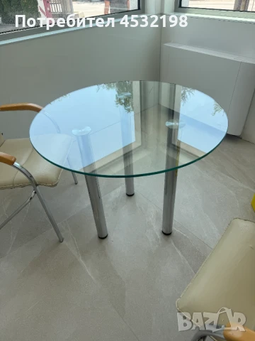 Стъклена кръгла маса, снимка 4 - Маси - 51010645