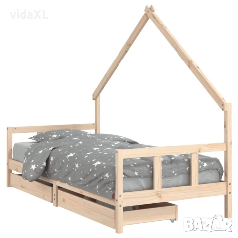 vidaXL Детска рамка за легло с чекмеджета, 90x190 см, бор масив(SKU:834546), снимка 1