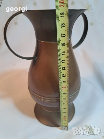 винтидж медна ваза с бронзови елементи 32/4, снимка 8 - Вази - 53184363