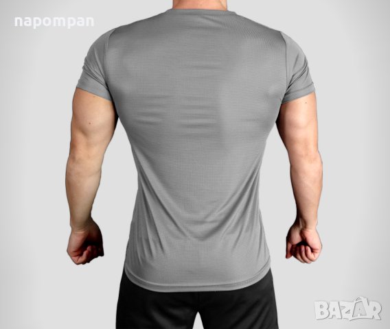 Сива мъжка тениска за бягане и фитнес от дишаща материя, снимка 2 - Тениски - 40896815