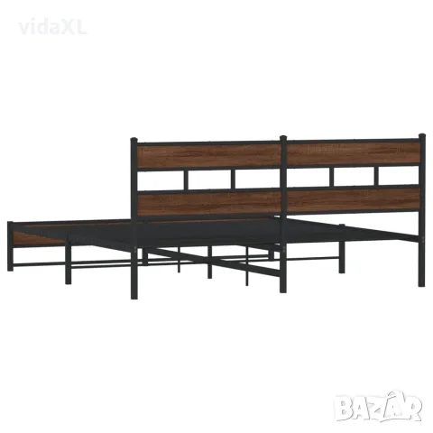 vidaXL Метална рамка за легло, без матрак, кафяв дъб, 180x200 см, снимка 6 - Спални и легла - 56147043