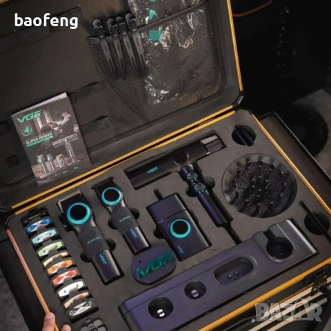 Професионален комплект машинки за подстригване VGR Stepless 4 в 1 за барбер / фризьори, снимка 11 - Фризьорски принадлежности - 53524870