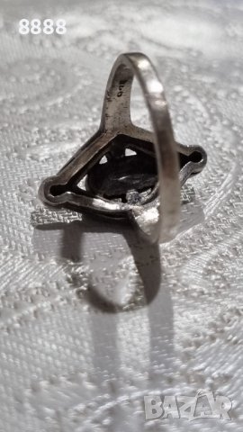 Сребърен пръстен 925 с маркизити и оникс , снимка 3 - Пръстени - 44216552