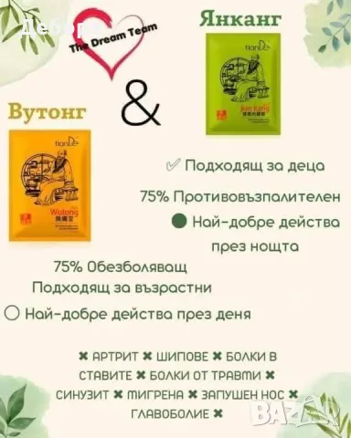 Фитопластири „Вутонг“ и „Янканг“ при болки, схващания и мускулно напрежение, снимка 3 - Други - 56017679
