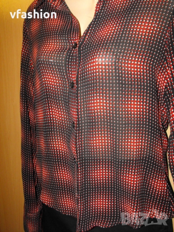 Ефирна дамска риза, цвят бордо с черно, снимка 4 - Ризи - 36087398
