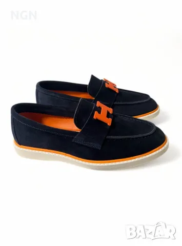 Дизайнерски мокасини от естествен велур в тъмно син цвят., снимка 4 - Дамски ежедневни обувки - 49084670