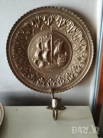 комплект два стари свеещника за стена, снимка 2 - Други ценни предмети - 47679810