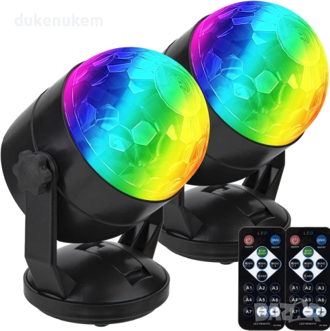 Комплект от 2 броя LED Диско лампа с листанционно управление