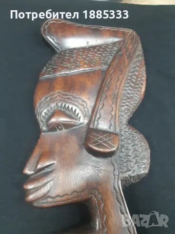 африканска дървена маска за стена масивна ръчна изработка, снимка 2 - Антикварни и старинни предмети - 48403450