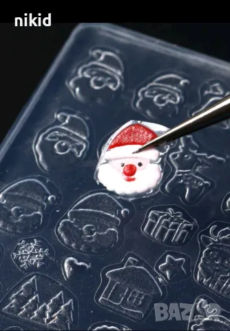 Микс коледни фигурки силиконов молд форма калъп матрица форма акрилни фигурки декорация с акрил лак, снимка 2 - Продукти за маникюр - 48790865