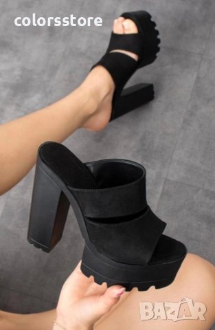 Чехли на ток - черен велур - CL100