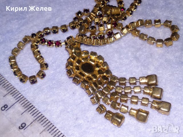 РАЗКОШНА СТАРИННА РЕТРО АРТ ДЕКО ПОЗЛАТЕНА БРОНЗОВА СКЪПОЦЕННА ОГЪРЛИЦА с КАМЪНИ ГРАНАТ 38656, снимка 8 - Антикварни и старинни предмети - 41622915