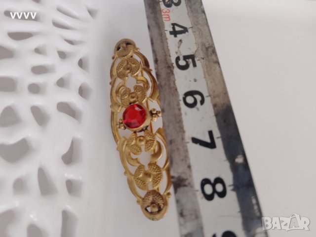 Стара ретро брошка с камък , снимка 4 - Антикварни и старинни предмети - 41338889