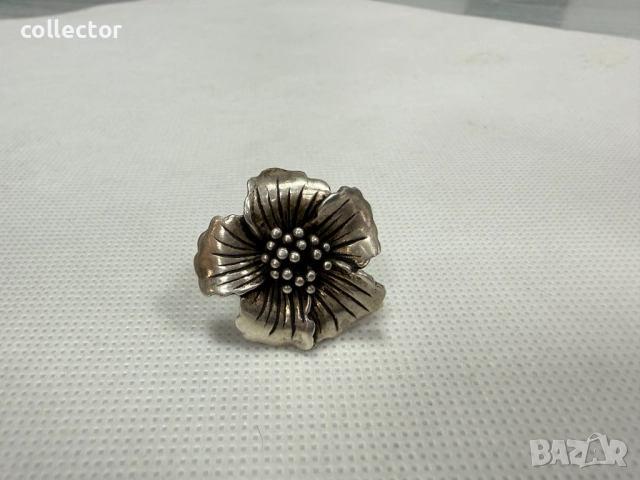 Сребърен пръстен с флорален мотив - Магнолия. №7795, снимка 9 - Пръстени - 52928409