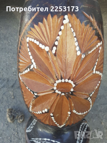 Румънска ваза 50см с дърворезба,лакирана, снимка 2 - Декорация за дома - 36246850