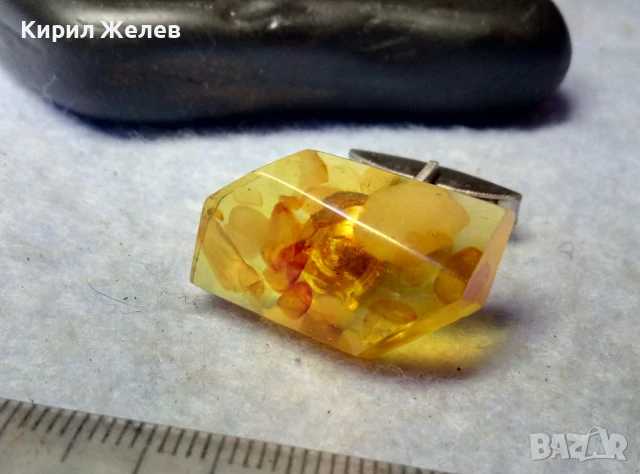 СТАРО СЪВЕТСКО КЕХЛИБАРЕНО КОПЧЕ За РЪКАВЕЛИ БУТОНЕЛ с БАЛТИЙСКИ КЕХЛИБАР 13740, снимка 3 - Антикварни и старинни предмети - 51280106