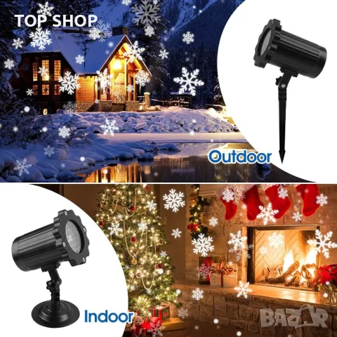 Водоустойчив коледен LED проектор снежинки, снимка 3 - Прожектори - 49520171