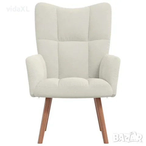 vidaXL Релакс стол, кремавобял, кадифе, снимка 3 - Дивани и мека мебел - 56146838