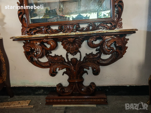 Антикварна дървена конзола , снимка 3 - Тоалетки - 52797104