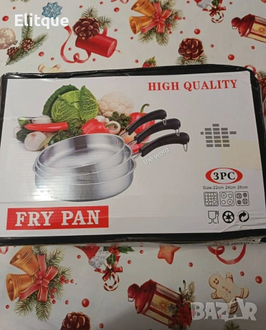 Супер здрави и качествени 3 броя тигани с дръжка 22/24/26 см., снимка 2 - Съдове за готвене - 53375994