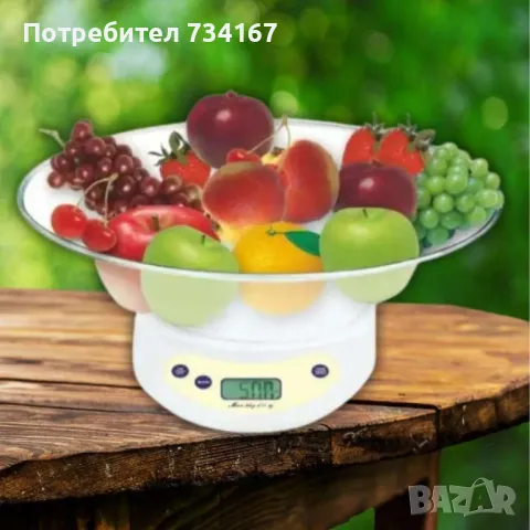 Дигитална кухненска везна, 5кг., купа, батерия, LCD екран, Бял, снимка 1 - Друга електроника - 48939282