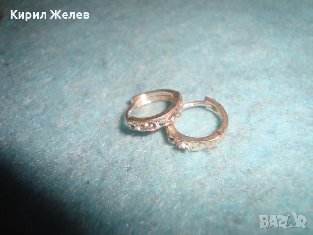 СТАРИ СРЕБЪРНИ или ПОСРЕБРЕНИ ОБЕЦИ с ИНКРУСТИРАНИ ЦИРКОНИ 25623, снимка 3 - Обеци - 35817303