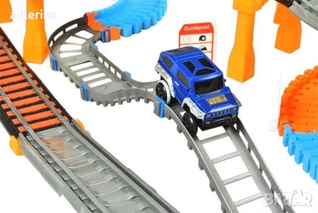 Игра Писта 2 в 1, писта за влакче и колички, детска игра Писта и Железница, батерии, снимка 5 - Коли, камиони, мотори, писти - 34162010