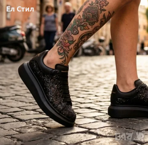 💎Дамски Сникърси Alexander McQueen - Цвят Черно с Камъчета 36 37 38 Цена:66€ Еконт, снимка 10 - Маратонки - 52240813