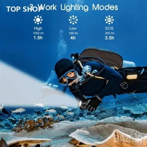 APLOS AP01 1050 лумена фенерче за гмуркане, снимка 2 - Водни спортове - 48732231