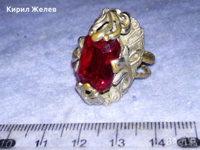 СТАРИНЕН МАЙСТОРСКИ СКЪПОЦЕНЕН АР НУВО ПОСРЕБРЕН ПРЪСТЕН с ГОЛЯМ ЮВЕЛИРНО ФАСЕТИРАН ГРАНАТ 37140, снимка 2 - Антикварни и старинни предмети - 40555141