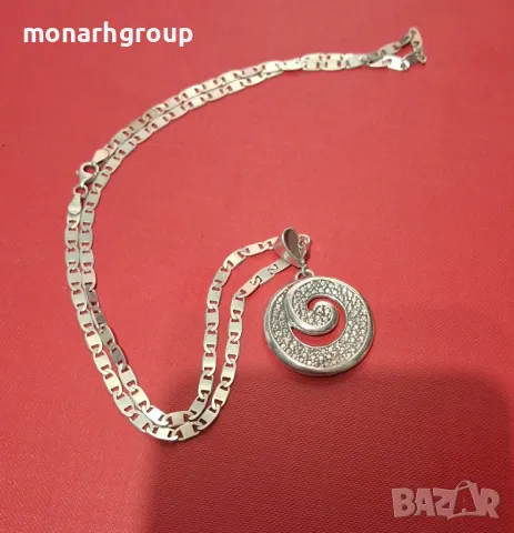 Сребърен ланец с висулка, снимка 4 - Колиета, медальони, синджири - 50183050