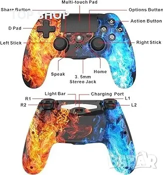 Безжичен контролер DYONDER за PS4, безжичен дистанционен геймпад, снимка 2 - Друга електроника - 48787733